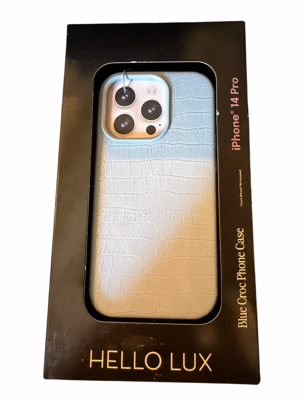 Hello Lux Blue Croc Faux Leather Case for iPhone 14 Pro NWT